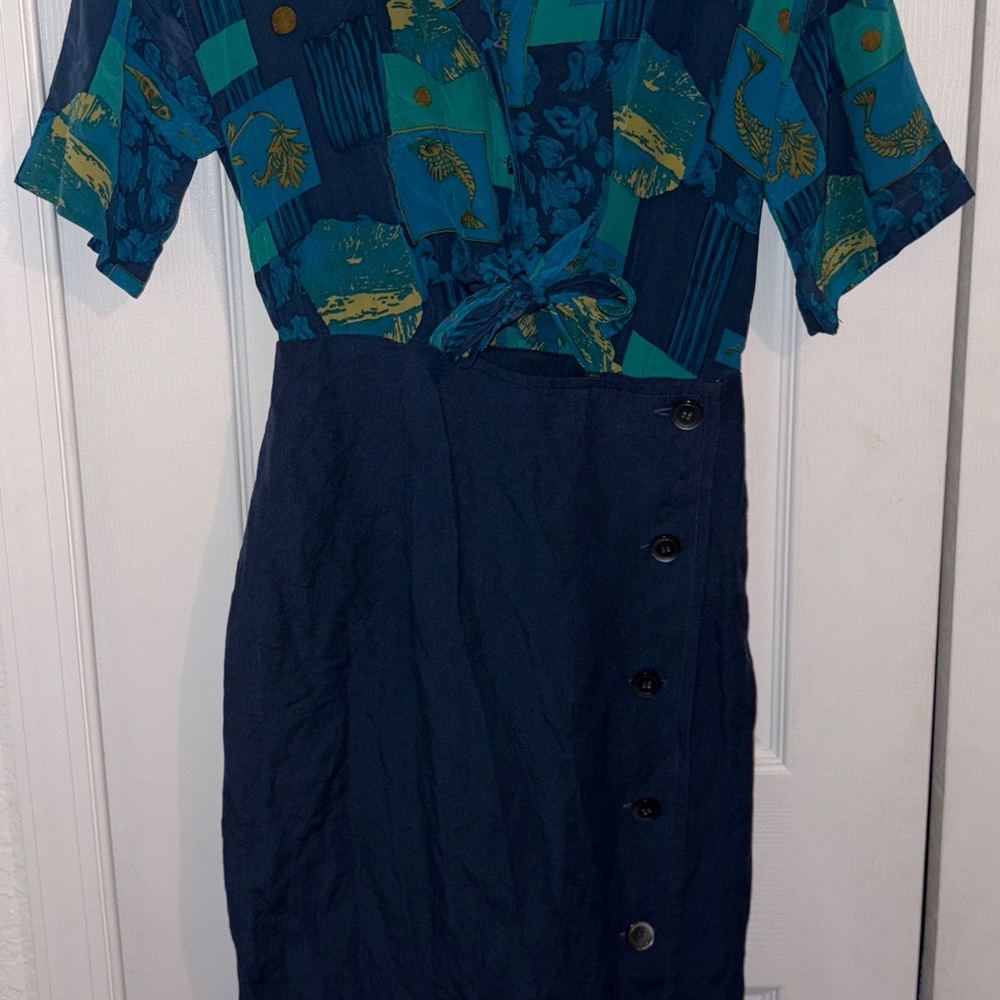 Stylish Blue and Green Women's Dress